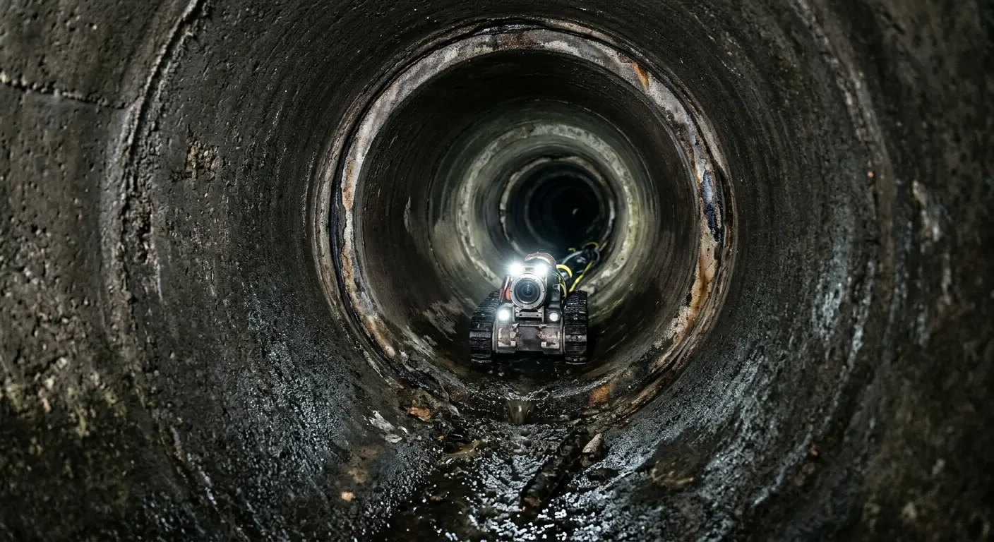 Robotic sewer camera inspecting pipe interior for Sewer Line Repair in Twinsburg